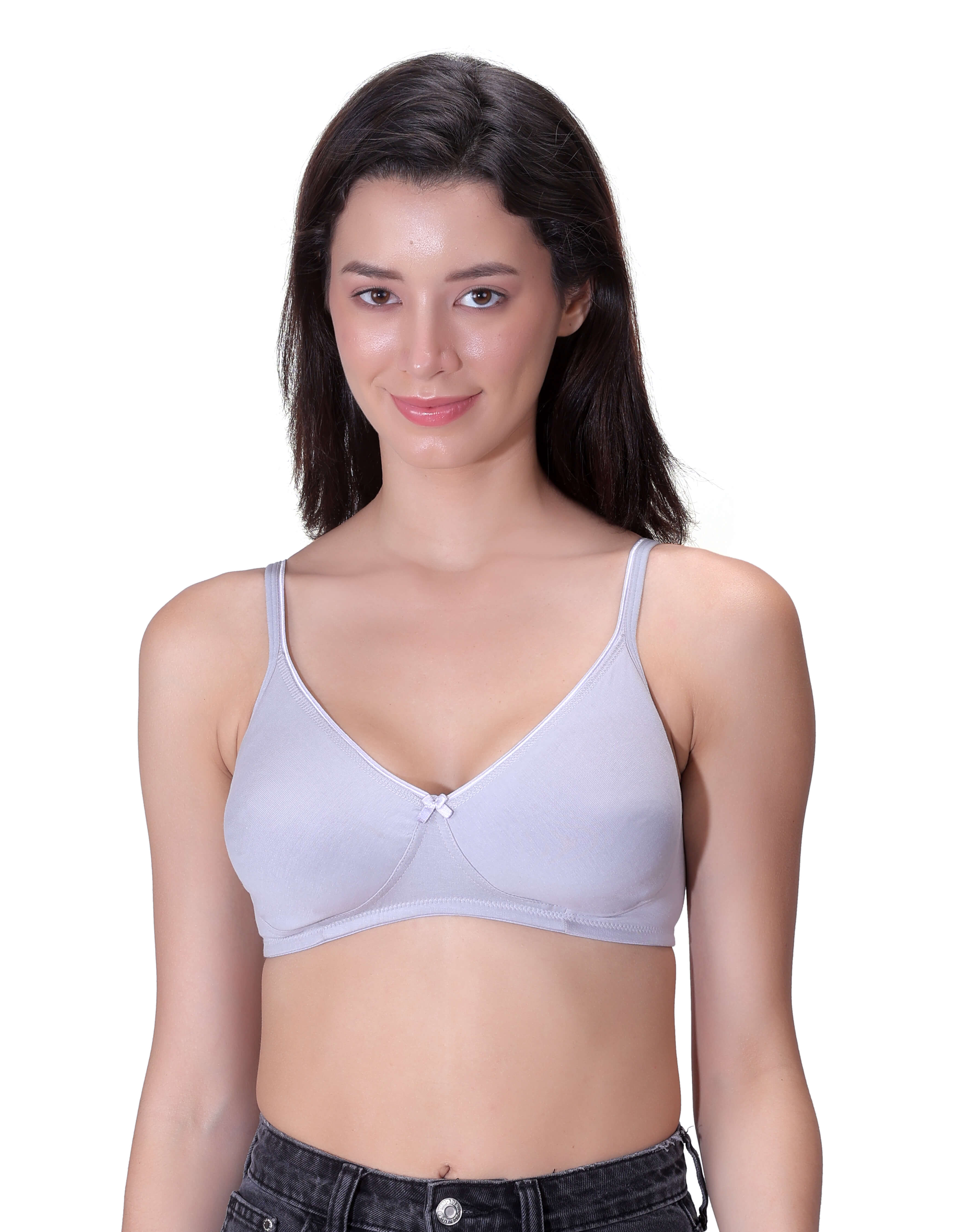 Machau Lingerie Women's Everyday Non-Padded Super Combed Cotton Elastane Stretch Wirefree Medium Coverage T-shirt Bra With Concealed Accent Orange
