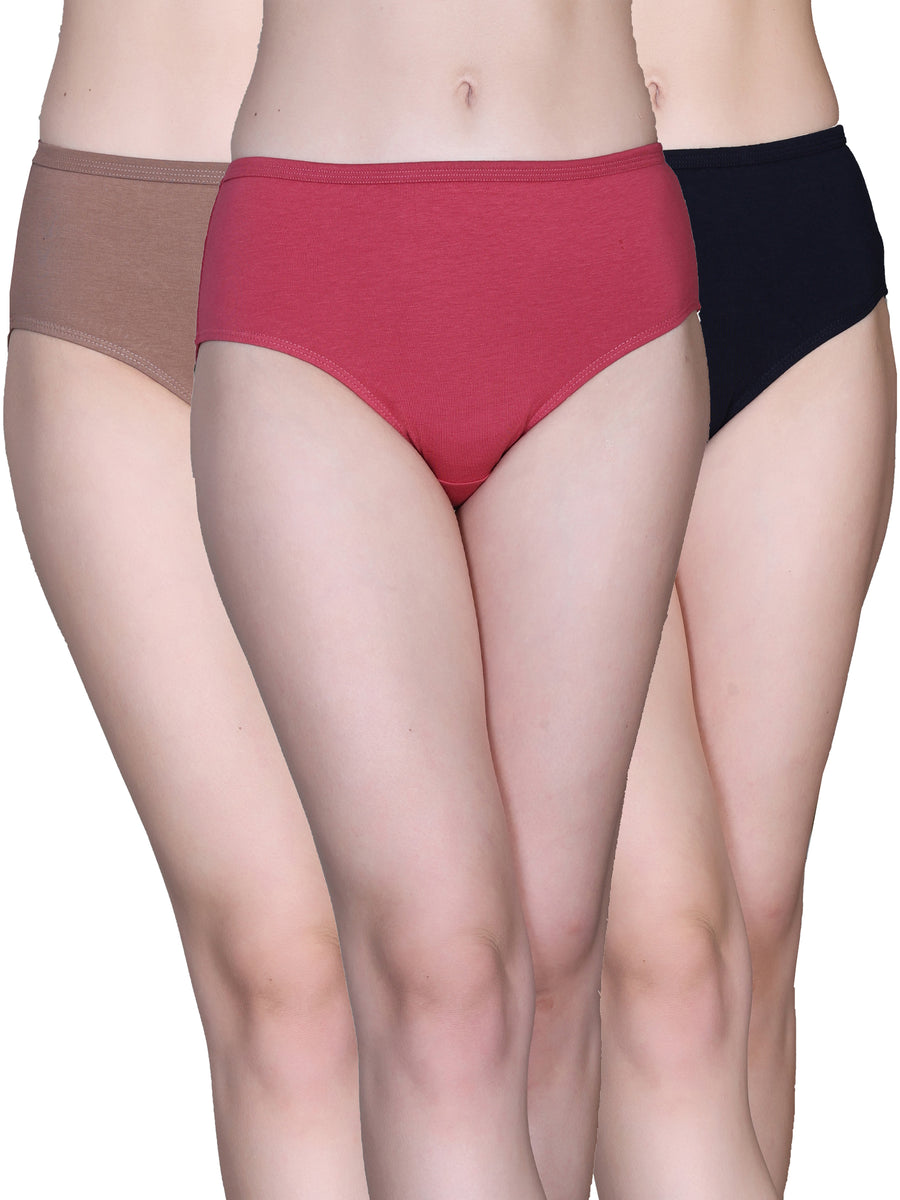 Leona Women Super Combed Cotton Hipster Panties – Pack of 3 (Assorted)