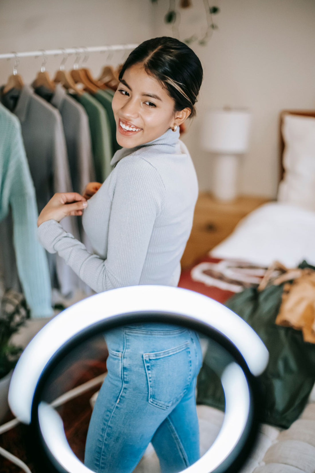 Fashion creator filming content for social media